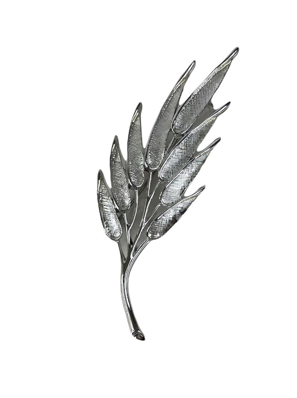 Vintage Large Silver Tone Designer Judy Lee Branch & Leaf Brooch